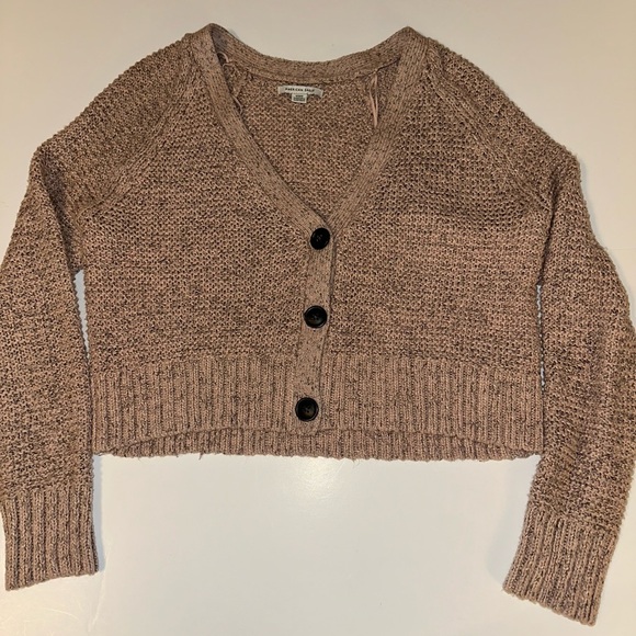 American Eagle Outfitters Sweaters - American Eagle Women’s M Cropped Cardigan Sweater Dusty Pink Knit Button Front
